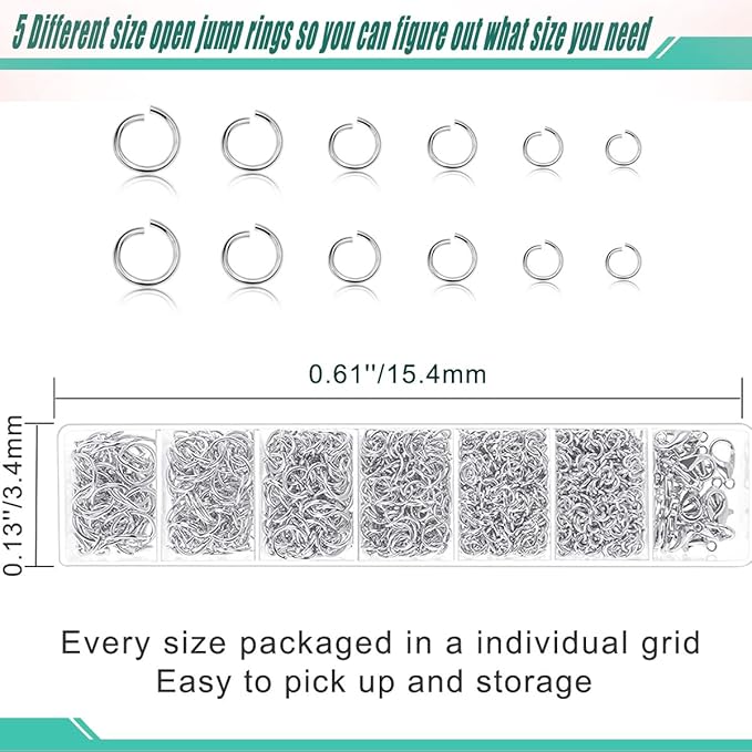 Open Jump Rings, 1500 pcs Jump Rings and Lobster Clasps Jewelry Finding Kit Jewelry Making Tools with Pliers Tweezers for Jewelry Making Necklace Repair