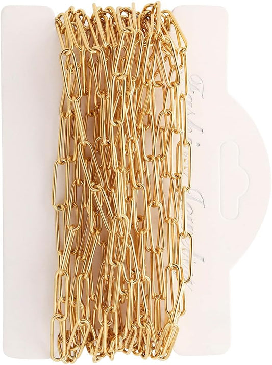 16.4 feet necklace chains for jewelry making, gold plated stainless steel chains bulk for diy necklace bracelet pendant supplies