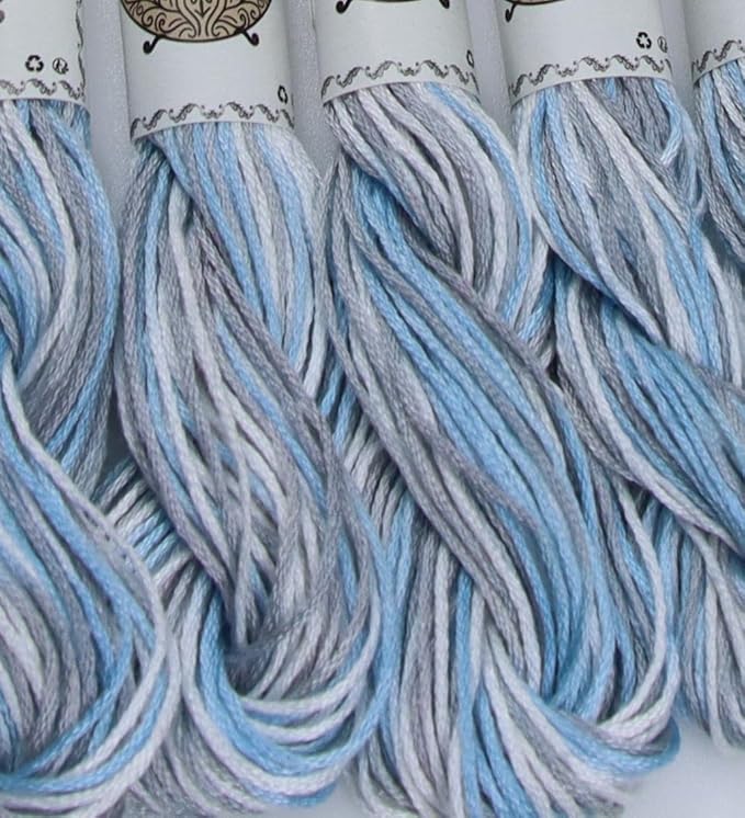 KCS Big skeins of 25 Meters Size 25 Color Variegated Cross Stitch Stranded Threads,6 skeins,4010