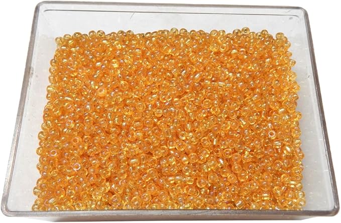 Perlin Glass Seed Beads 4mm 6/0 Round 1100pcs Mini Small Pony Spacer Beads Kit for Jewelry Making Earrings Bracelets Pendants Waist DIY Handmade (Gold AB Transparent)