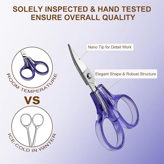 PAFASON Small Travel Embroidery Scissor Set Curved Straight Tip All Purpose for Quilting Sewing Knitting Crafting Cross Stitch Crochet Thread Yarn Paper Fabric Detail Multipurpose Cutting Safety Case