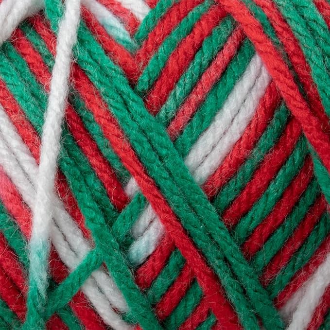 Craft County Size 4 (Medium) 100% Acrylic Fiber Yarn – Variety of Color and Pattern Options – Great for Crochet, Knitting, and Weaving (Mistletoe)