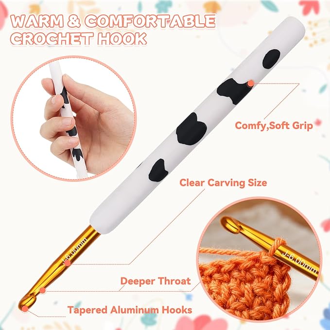 Coopay Crochet Hooks, Crochet Hook with Soft Polymer Clay Handle and Attached Bracelet - Stylish & Practical - 6.0mm (J-10)