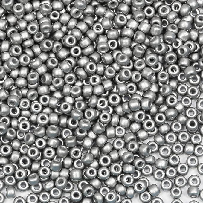Bala&Fillic Size 3mm Seed Beads Matte Silver Color About 3600pcs /100grams in Bag 8/0 Glass Craft Seed Beads for Making Bracelet and Necklace (Matte Silver)