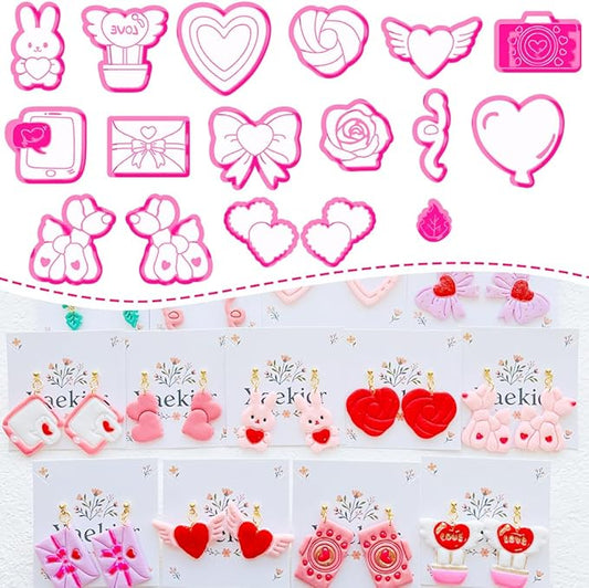 Valentine’s Day Polymer Clay Cutters Set – Romantic Polymer Clay Molds, Clay Cutters, Clay Earring Cutters, Clay Tools