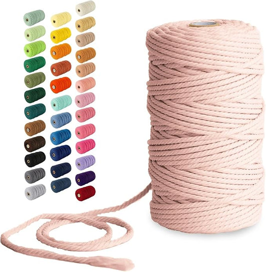 Nook Theory Macrame Cord - 4mm 109 Yards Cotton Rope, 3mm 5mm Yarn, String for Crafts, Perfect for Macrame Wall Hanging and Boho Decorations (Pearl)