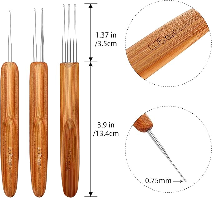 WILLBOND 13 Pcs Dreadlocks Crochet Tool Set Includes 5 Loc Crochet Needles Latch Hook, 3 Dreadlocks Hook and 5 Locking Hair Different Size Extensions Tool for Sisterlocks, Easyloc Hair