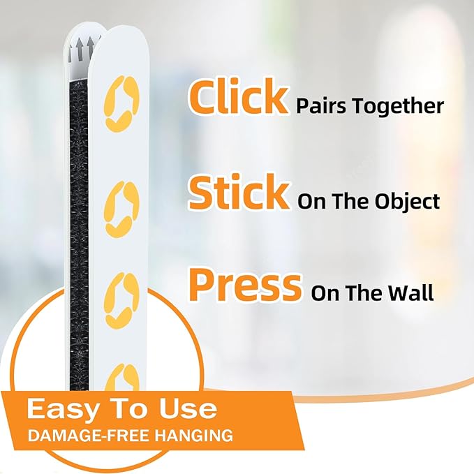 XL Picture Hanging Strips Heavy Duty, 40 Strips Damage Free Removal Picture Hangers for Wall, Sticky Hook & Loop Adhesive Strips for Poster/Picture/Home/Office, 20 Pairs/X-Large, Black