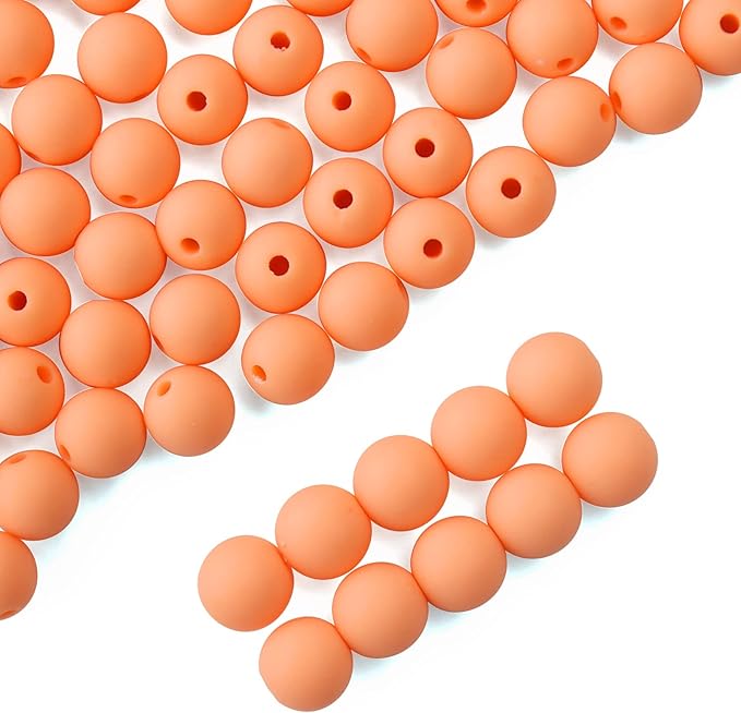 500pcs 8mm matte light orange acrylic round beads, frosted round acrylic balls gumball beads, bubblegum beads chunky beads, plastic resin beads for necklace and bracelet making, crafting supplies