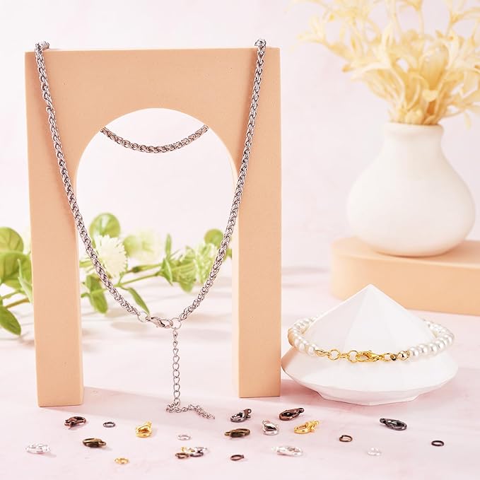 Pandahall 6 Colors Jewelry Finding Kits with 5mm Open Jump Rings & 12x6mm Lobster Claw Clasp for DIY Bracelet Necklace Jewelry Making