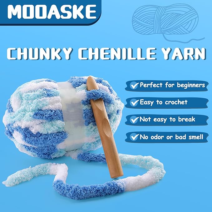 8 Pcs Chunky Yarn for Hand Knitting - Chunky Chenille Yarn for Crocheting - Fluffy Yarn for Crochet - Jumbo Yarn for Hand Knitting 200 yds 61.6 oz of Super Bulky Yarn (Orange-Light Grey-White)