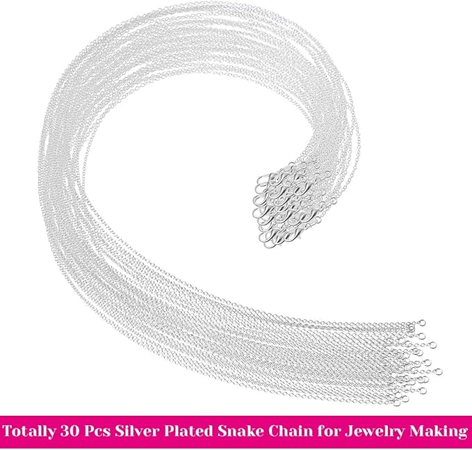 selizo 30 Pack Chain Necklace Bulk Jewelry Making Chains Silver Plated Necklace Chains for Necklace Jewelry Making, 1.2 mm (20 Inches)