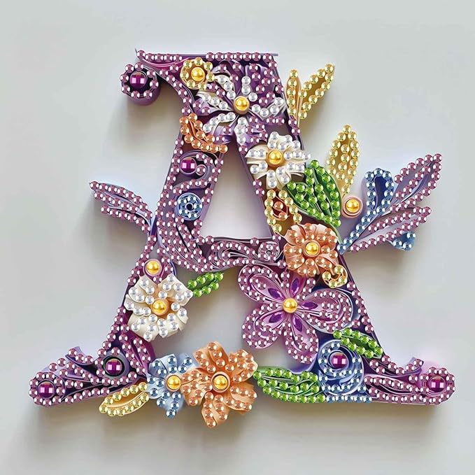 MVVMTOP Diamond Painting Kit, 5D DIY Letter A, Special Shape Crystal Artificial Diamond Art Partial Mosaic Handicraft for Beginners, Wall Decor Gift for Bedroom, Office, Living Room 6.7x6.7in