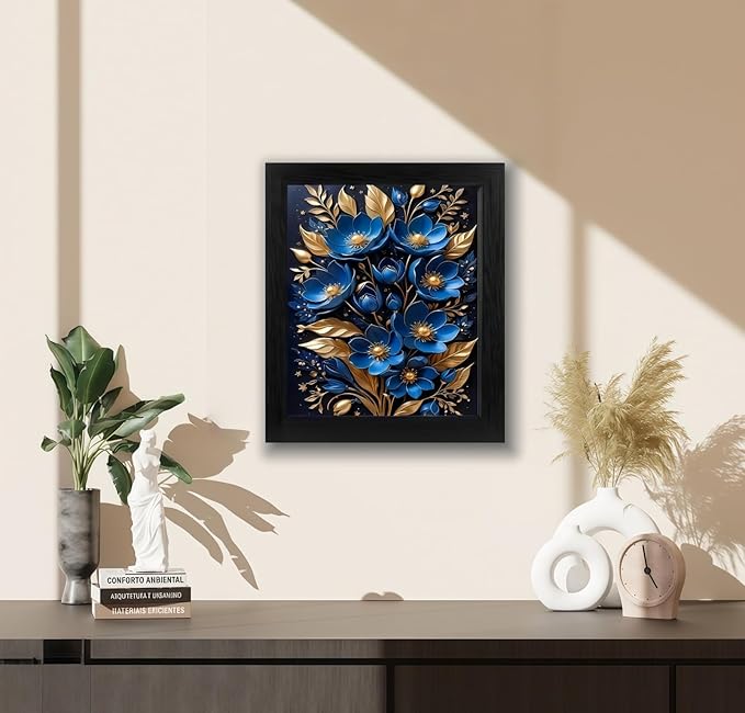 BYGFHLYW 5D Diamond Art Kits for Adults, Blue Flower Diamond Painting Kits for Adults Beginner, Full Drill Round Paint by Diamonds Dot Gem Art for Home Wall Decor 12x16inch