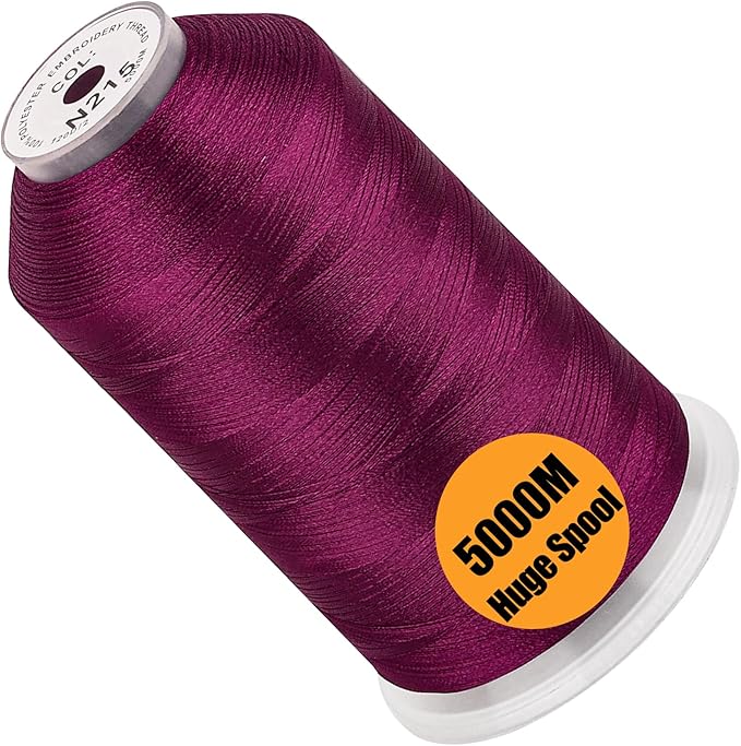New brothread - Single Huge Spool 5000M Each Polyester Embroidery Machine Thread 40WT for Commercial and Domestic Machines - Wine Red(Janome Color)