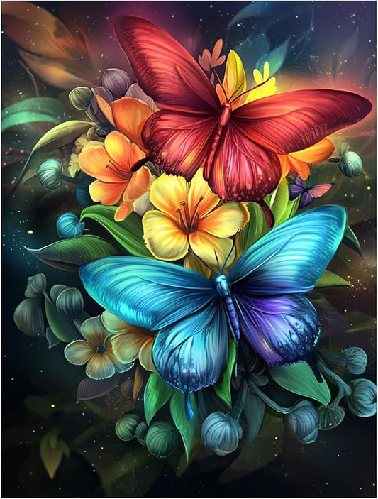 DOTZSO Diamond Painting Kits for Adults, Easy DIY 5D Round Full Drill Diamond Art kit Diamond Dot Crystal Gem Art and Craft for Beginners Home Wall Decor Butterfly 12x16 Inches