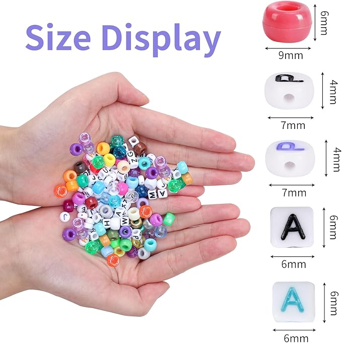 QUEFE 2350pcs, 64 Colors, Pony Beads for Bracelet Making Kit, Rainbow Kandi Beads Friendship Bracelet Kit, Letter Beads and Elastic Strings for Bracelet Necklace Making, Craft Gifts Set for Girls