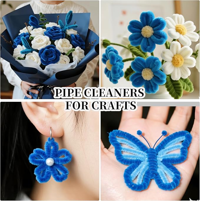 Blue Pipe Cleaners,Pipe Cleaners Craft,Arts and Crafts,Craft Supplies,Art Supplies,School Halloween Party Treat Bags,Girl Toys