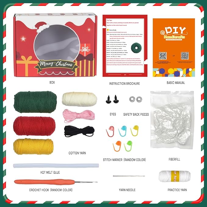 Crochet Set - Beginner Friendly Crochet Set with Step-by-Step Teaching Videos and Crochet Pattern Manuals (Christmas Corgi)