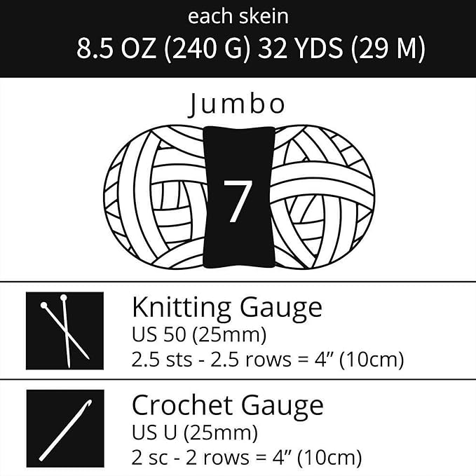 Chunky Chenille Yarn for Crocheting/Arm Knitting, Super Soft Jumbo Knit Blanket Yarn Black 8 Pack (32 yds, 8.5 oz Each Pack)