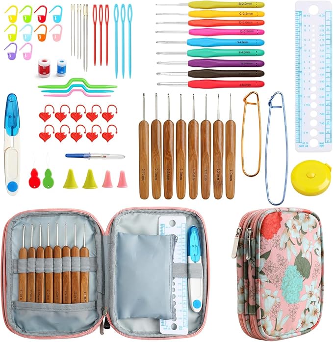 KOKNIT Crochet Hooks Set Ergonomic Grip Soft Handles Aluminum Crochet Hook (Pink 2)