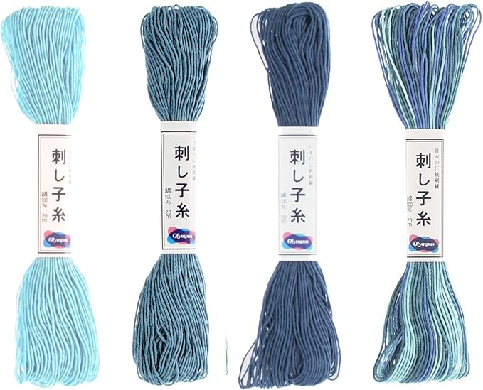 Olympus Sashiko Thread 20m Skein Color Bundles (Waterfall: 72-08-09-10)