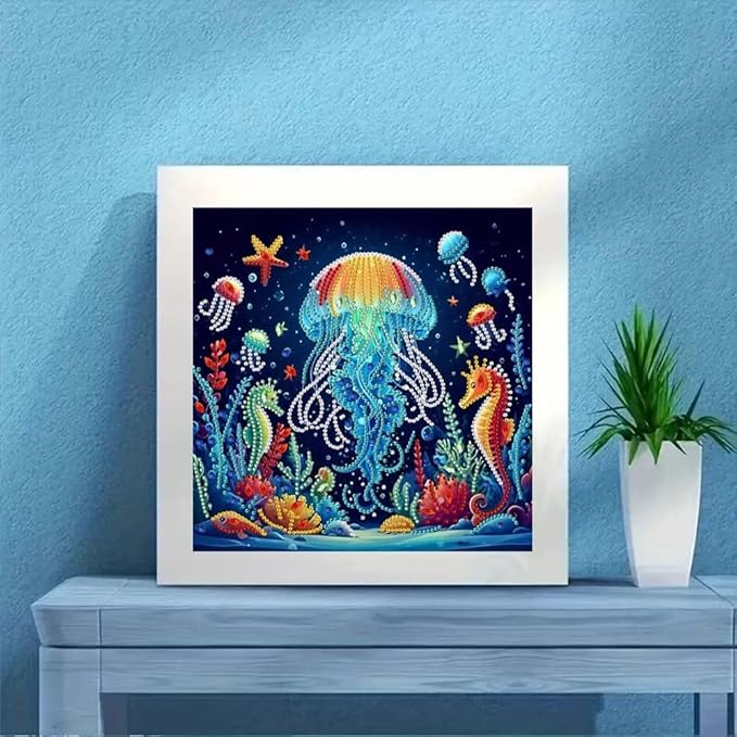 ZQEATRY Jellyfish Special Shape Diamond Art Kits for Adults,5D Diamond Painting Kits for Adults Beginner,DIY Diamond Dots Art Crystal Rhinestones Painting Kits for Home Wall Decor 11.8 X 11.8inch