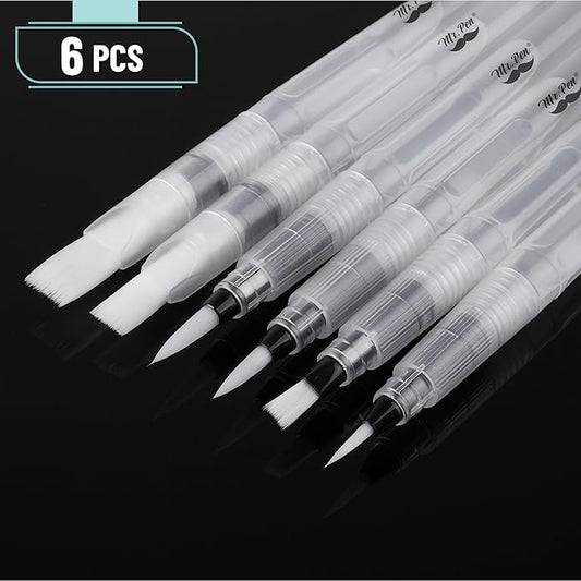 Mr. Pen- Watercolor Brush Pens, 6 pcs, Watercolor Brushes Set, Water Brush Pen, Water Color Pens, Refillable Brush Pen
