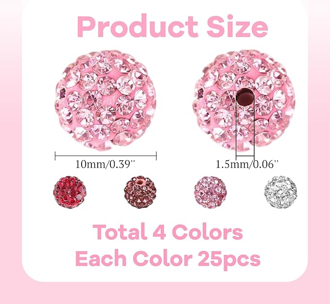 180 pcs Red Rhinestone Beads for Jewelry Making-10mm Round Disco Ball Beads Crystal Baseball Bead Bling Bead for Necklace Bracelet,DIY Craft Supplies,Earring Jewelry Making