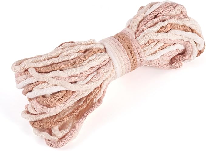 21.87 Yards Camel Single Strand Macrame Cord 3.5mm Gradient Colored Cotton Cord Colorful Twine Bohemia Soft Cotton Rope Yarn for DIY Crafts Knitting Crochet Wall Plant Hanger Home Project