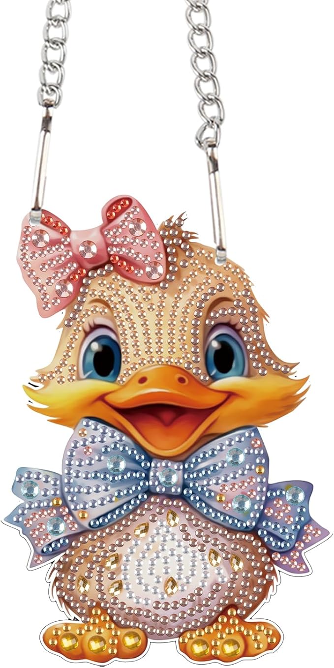 Duck Animal Diamond Painting Hanging Kit – DIY Acrylic 5D Special Shaped Diamond Art Pendant Ornament Board for Wall, Door Garden Decoration, Handmade Craft Kit Gift for Adults and Beginners