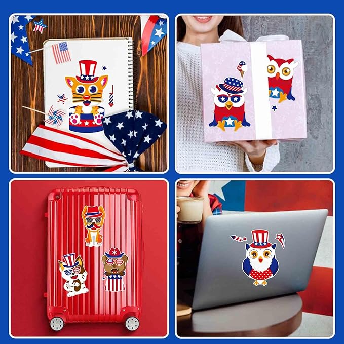 4th of july & independence day make-a-face stickers, patriotic crafts & decorations