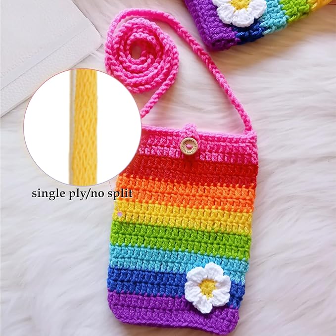 Crochet Yarn Kit 8 Pack - Rainbow Beginners Set, Rainbow Cotton-Nylon Blend, DIY 3x50g, Easy-to-See Stitches, Craft Yarn Supply for Knitting & Crocheting