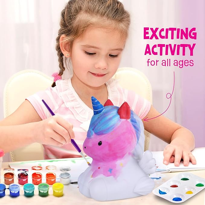 paint your own unicorn lamp kit, art supplies unicorn painting kit for kids, arts and crafts for kids ages 6-12, unicorn toys birthday christmas gifts for girls boys ages 3 4 5 6 7 8 9 10 11 12+