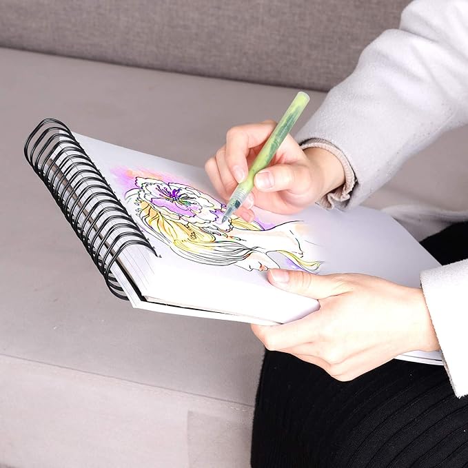 Bachmore Drawing Pad 5.5‘’X8.5''(98lb/160g) 100 Sheets Mixed Media, Watercolor, Acrylic Art Pad for Sketching, Ink Sketchbook, Coloring in Multi-Media Top Spiral Notebook, Micro-Perforated