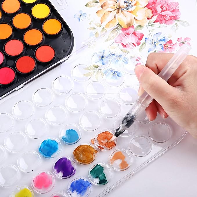 AROIC 48 Colors Watercolor Paint,Washable WaterColor Paint Set with a Refillable Water Brush Pen Travel Art Kit for Beginners & Artists Birthday Gift for Art Lovers 12 years old+