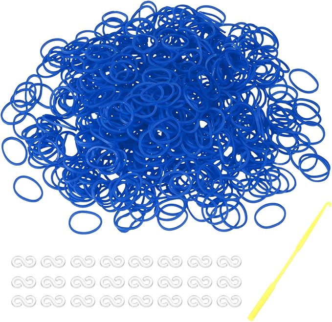 MECCANIXITY 600 Pcs Loom Rubber Bands Kit with 25 Pcs S-Clips 1-Hook Rubber Bands Refill Bracelet Making Kits for Weaving DIY Handcrafts Gift, Dark Blue