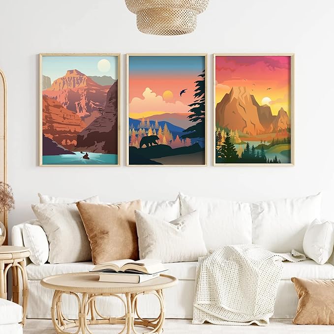 cupmod 6 Packs Paint by Number for Adults Beginners,National Park Painting by Number Kits on Canvas Without Frame,Lanscape Craft Arts for Home Wall Decor