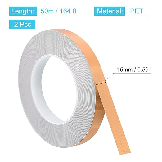 uxcell Metallic Tape, 0.59 in x 164 ft Self Adhesive Metalized Polyester Film Tape Waterproof Washi Tape for Walls Graphic Arts Gifts Wrapping Crafts Decoration, Brushed Rose Gold, 2 Pcs