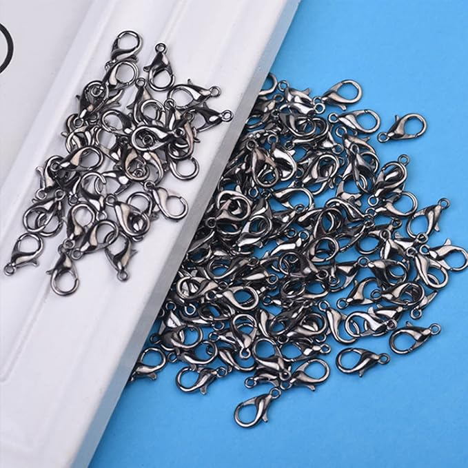 800 Pcs Jewelry Making Accessories Set with 100 Pieces Lobster Claw Clasp 200 Pieces Bead Tips Knot Covers and 500 Pieces Open Jump Ring Connectors DIY Jewelry Making Supplies Bracelets (Gun Black)