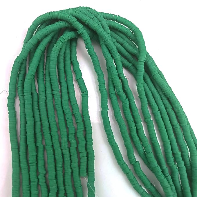 3500 Pcs 6mm Colorful Flat Clay Beads for DIY Polymer Round Handmade Jewelry Making for Necklace Bracelet Earring Pendant and Anklet Craft Making(DeepGreen)