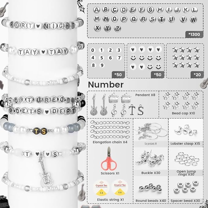Goldwise Friendship Bracelet Kit 2 Boxes-3814 Pcs New Album Inspired Music Bracelet Making Kits with Glass Seed Beads Clay Beads Pearl Beads and A -Z Letter Beads with Charms for Bracelet Making Gift
