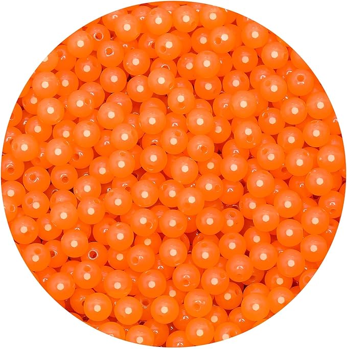bonny boxx 500pcs 8mm jelly orange acrylic round beads, smooth transparent acrylic balls, plastic resin gumball bubblegum chunky beads for necklace & bracelet making, crafting supplies