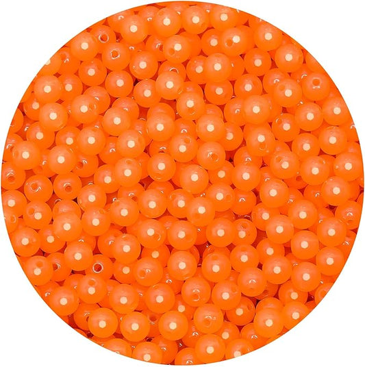 bonny boxx 1000pcs 6mm jelly orange acrylic round beads, smooth transparent acrylic balls, plastic resin gumball bubblegum chunky beads for necklace & bracelet making, crafting supplies