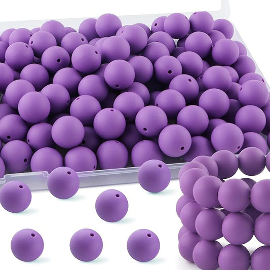 65Pcs 19mm Silicone Beads for Keychain Making Bracelet Necklace, Bulk Round Silicone Beads for Pens(Purple)