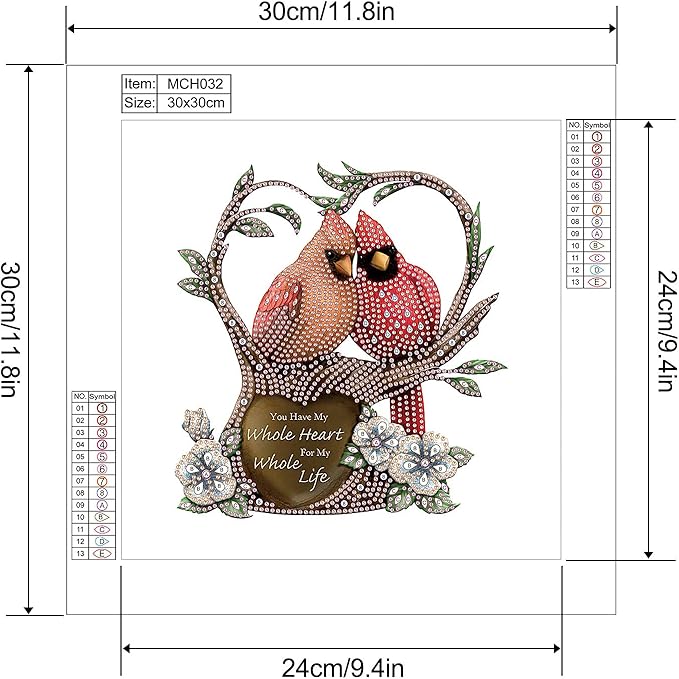 LazyFold Christmas Diamond Painting Kits, DIY Christmas Bird Partial Special Shaped Diamond Pictures Arts Paint by Number Kits Diamond Painting Kits for Home Wall Decor