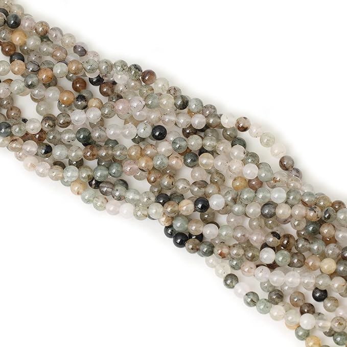 cheavian 60pcs 6mm natural green phantom crystal round loose beads for jewelry making 1 strand 15"