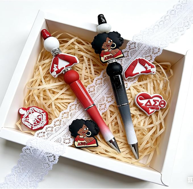 Delta Sigma Theta Sorority Silicone Focal Beads Bulk for DIY Keychain Lanyard Pens Making Rubber Beads Kit Supplies (Delta)