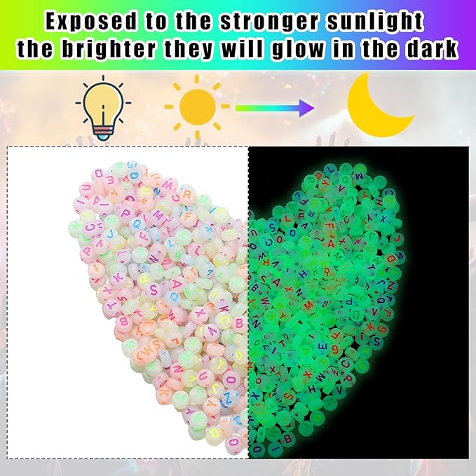 Ferreve 4948 Pcs Friendship Keychain Making Kit DIY Gift Friendship Key Chain Crafts Clay Beads Charms Letter Name Bead Jewelry Accessories for Women Birthday Christmas Party Favors (Glow Style)