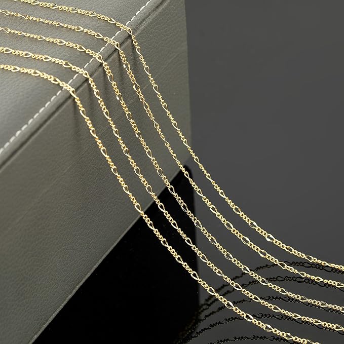 KYUNHOO 32.8FT/10M Brass Curb Link Chain Bulk Light Gold Necklace Chain for Jewelry Making Bracelet Making Supplies with Jewelry Clasps for Women DIY